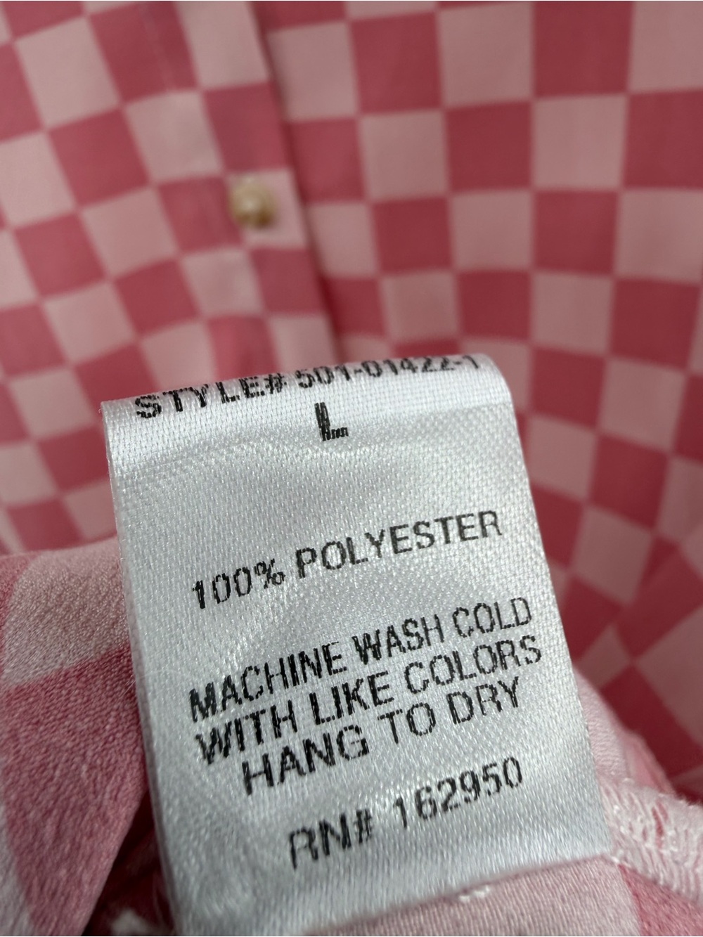 Pretty Garbage Pink Checkered Button-Down Shirt Oversized Large - Picture 5 of 6